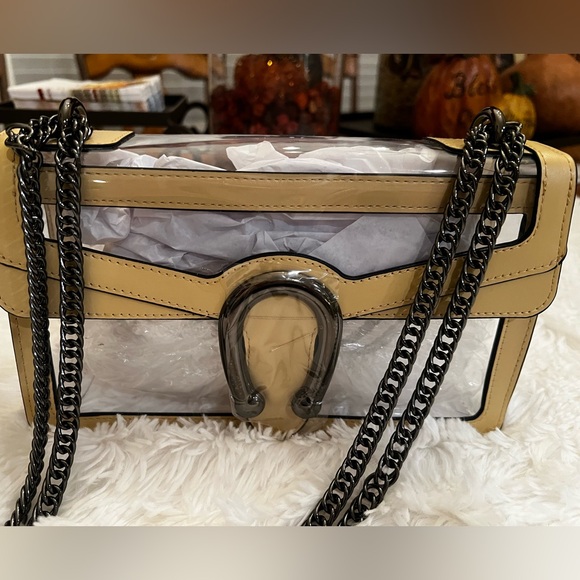 NEW Luxury Inspired Clear Purse Stadium Crossbody Bag in Warm Beige - Picture 2 of 7